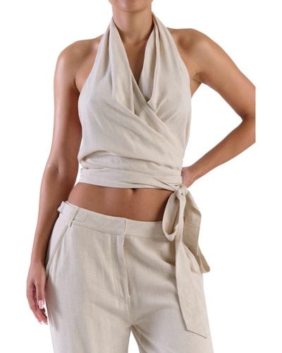 Naked Wardrobe So Wrapped Up Halter Top - White