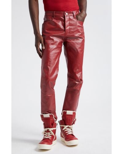 Rick Owens Tyrone Coated Skinny Jeans - Red