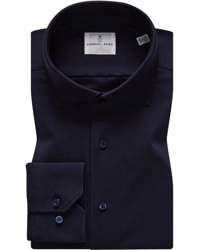 Emanuel Berg 4flex Modern Fit Knit Button-up Shirt At Nordstrom - Blue