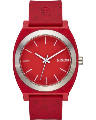 Nixon Time Teller Opp Silicone Strap Watch - Red
