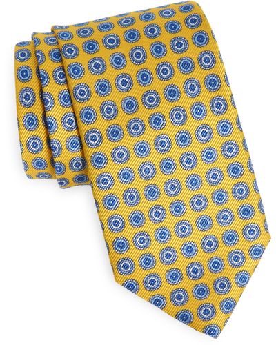 David Donahue Neat Silk Tie - Yellow