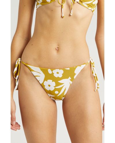 Volcom Pretty Daze Cheekini Reversible Bikini Bottoms - Yellow