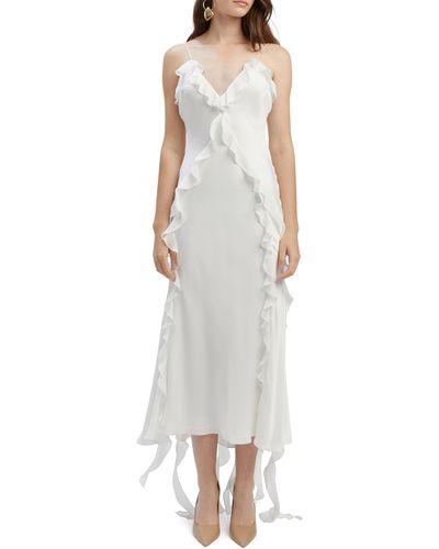 Bardot Marsella Ruffle Cocktail Dress - White