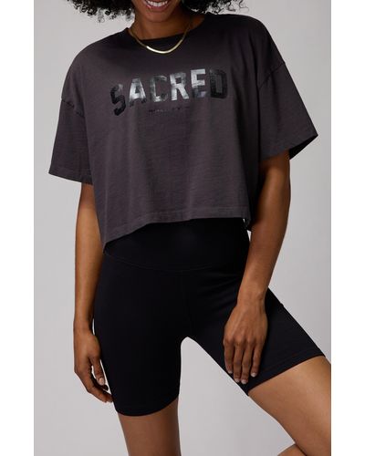 Spiritual Gangster Kaylee Sacred Crop Cotton Graphic T-shirt - Black