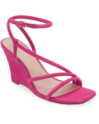 Reiss Cassie Ankle Strap Wedge Sandal - Pink