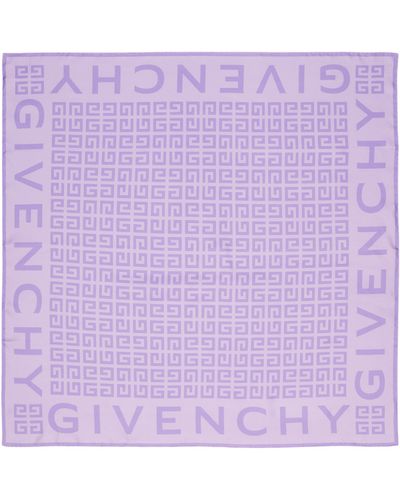 Givenchy 4g Monogram Silk Square Scarf - Purple
