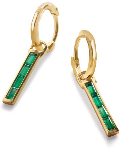Monica Vinader Set Of 2 Mismatched Mini Baguette Green Onyx Earring Charms - Multicolor