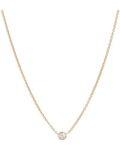 Bony Levy Petite Bezel Diamond Solitaire Necklace - Metallic