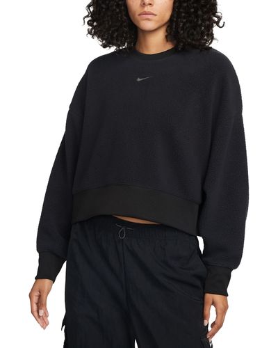 Nike Oversize Fleece Crop Crewneck Sweatshirt - Blue