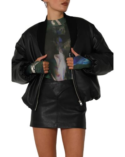 BY.DYLN By. Dyln Atticus Faux Leather Bomber Jacket - Black