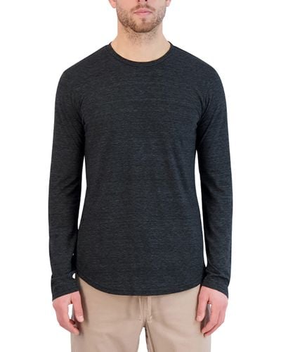 Goodlife Tri-blend Long Sleeve Scallop Crew T-shirt - Black