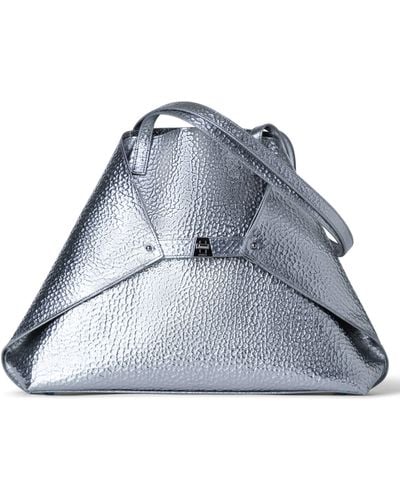 Akris Ai Medium Hammered Metallic Leather Tote Bag - Blue