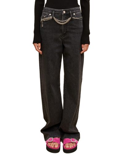 Maje Pantin Chain Detail Straight Leg Jeans - Black