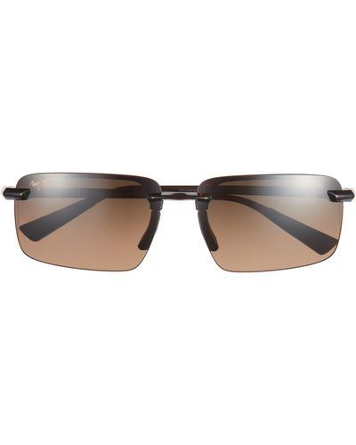 Maui Jim Laulima 61mm Polarizedplus2 Gradient Rectangular Sunglasses - Brown