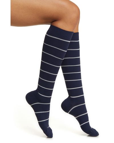 COMRAD Stripe Knee High Compression Socks - Blue