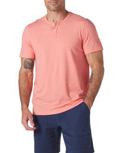 The Normal Brand Short Sleeve Active Henley - Blue