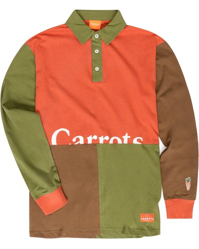 Carrots Colorblock Wordmark Logo Long Sleeve Graphic Rugby Polo - Green