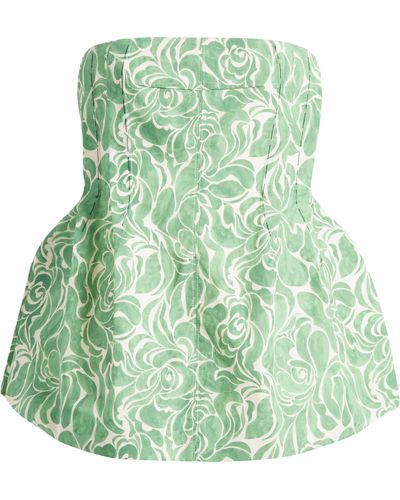 Nackiyé Nackiyè Naked Skin Floral Pleated Bustier Top - Green