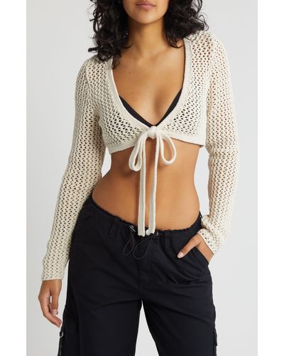 PacSun Beach Vibes Tie Front Cardigan - White