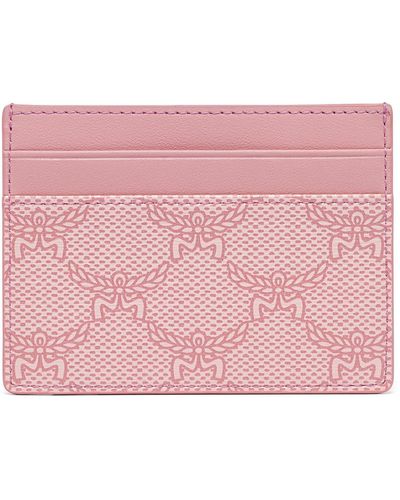 MCM Small Himmel Lauretos Coated Canvas Card Case - Pink