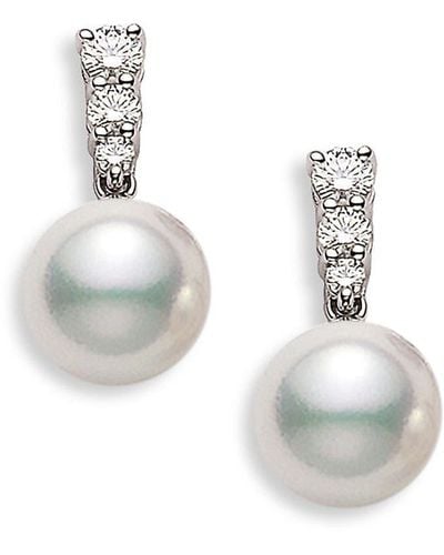 Mikimoto Morning Dew Akoya Cultured Pearl & Diamond Earrings - White