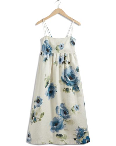 & Other Stories & Floral Midi Dress - Blue