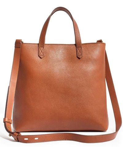 Madewell Small Transport Leather Crossbody Tote - Brown