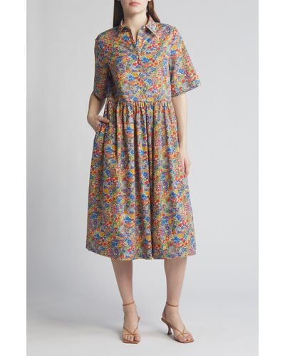 Liberty Gallery Floral Cotton Midi Shirtdress - Multicolor