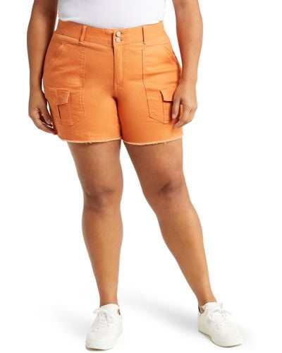 Wit & Wisdom 'ab'solution High Waist Frayed Hem Cargo Shorts - Orange