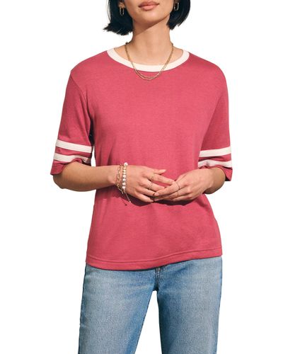 Faherty Cloud Varsity Cotton & Modal T-shirt - Red