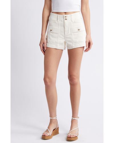 PAIGE Olivia Cargo Denim Shorts - White