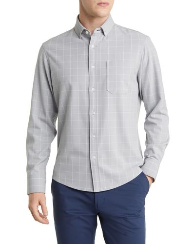 Mizzen+Main Mizzen+main City Trim Fit Aluminum Check Flannel Button-down Shirt - Gray