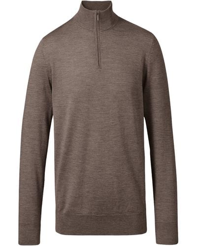 Charles Tyrwhitt Merino Wool Quarter Zip Sweater - Brown