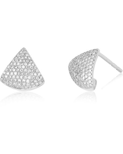 EF Collection Diamond Chevron Stud Earrings - Metallic