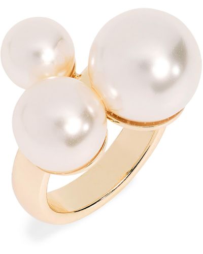 Nordstrom Imitation Pearl Trio Cocktail Ring - White