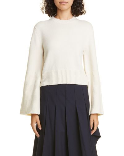 A.L.C. Clover Merino Wool Blend Crop Sweater - White