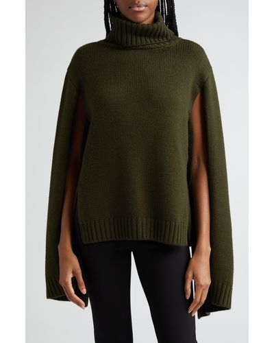 Monse Tie Back Merino Wool Turtleneck Sweater - Green