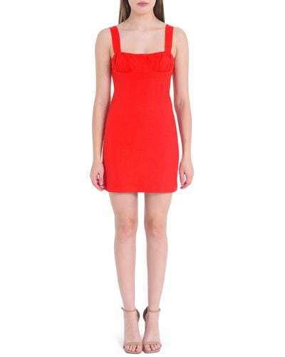Wayf Patricia Ruched Cup Sheath Minidress - Red