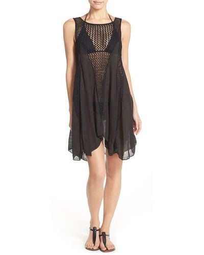 Elan Crochet Inset Cover-up Dress - Black