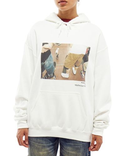 BDG Museum Of Youth Cotton Blend Hoodie - White