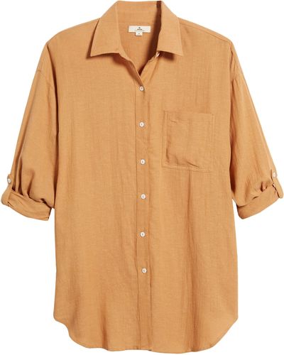 Rip Curl Premium Linen Button-up Blouse - Orange