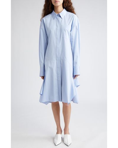 Stella McCartney Long Sleeve Cotton Poplin Shirtdress - Blue