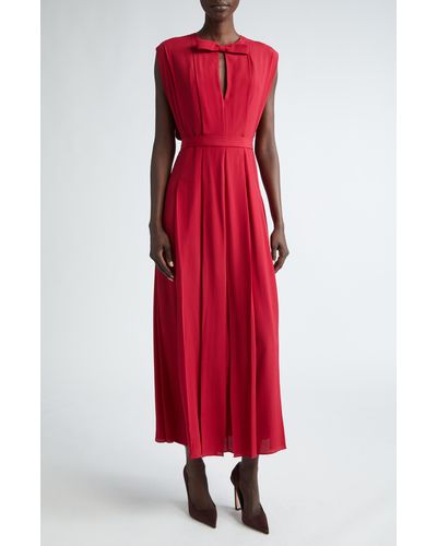 Giambattista Valli Bow Cutout Cap Sleeve Gown - Red