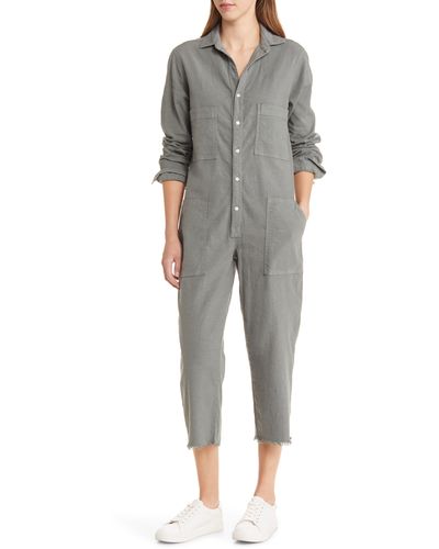 Frank & Eileen Stretch Cotton & Linen Long Sleeve Jumpsuit - Gray