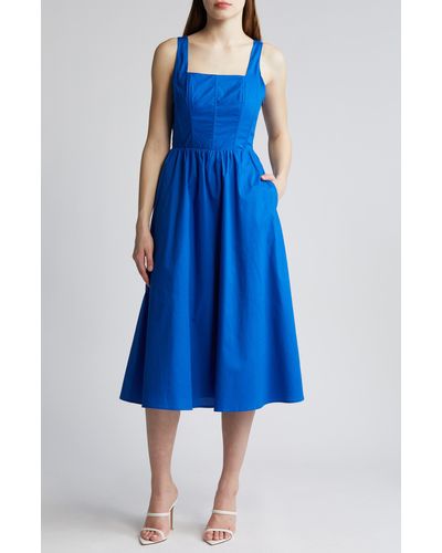 Chelsea28 Sleeveless Corset Bodice Dress - Blue