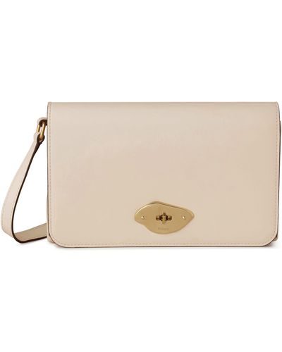 Mulberry Lana High Gloss Leather Wallet On A Strap - Natural