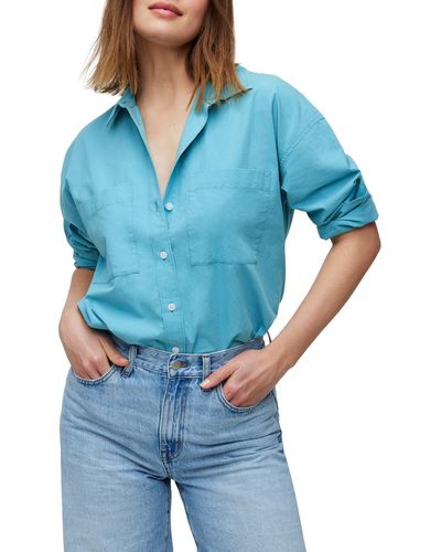 Madewell The Oversize Straight Hem Signature Poplin Shirt - Blue