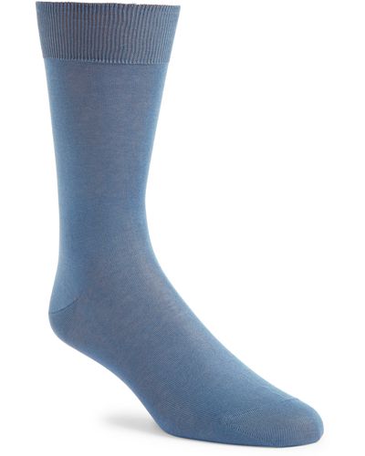 Canali Solid Cotton Dress Socks - Blue