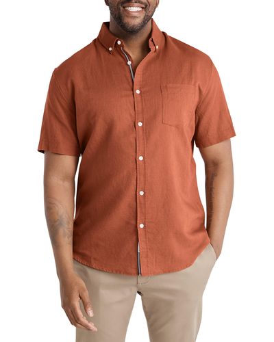 Johnny Bigg Fresno Short Sleeve Linen Blend Button-down Shirt - Brown