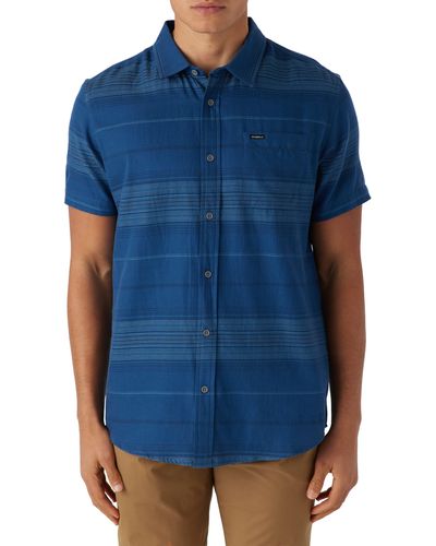 O'neill Sportswear Seafaring Stripes Short Sleeve Button-up Shirt - Blue